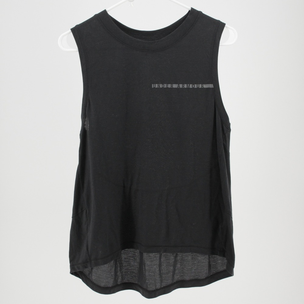 Under Armour Women's Black High-Low Graphic Logo Sleeveless Tank Top Size S